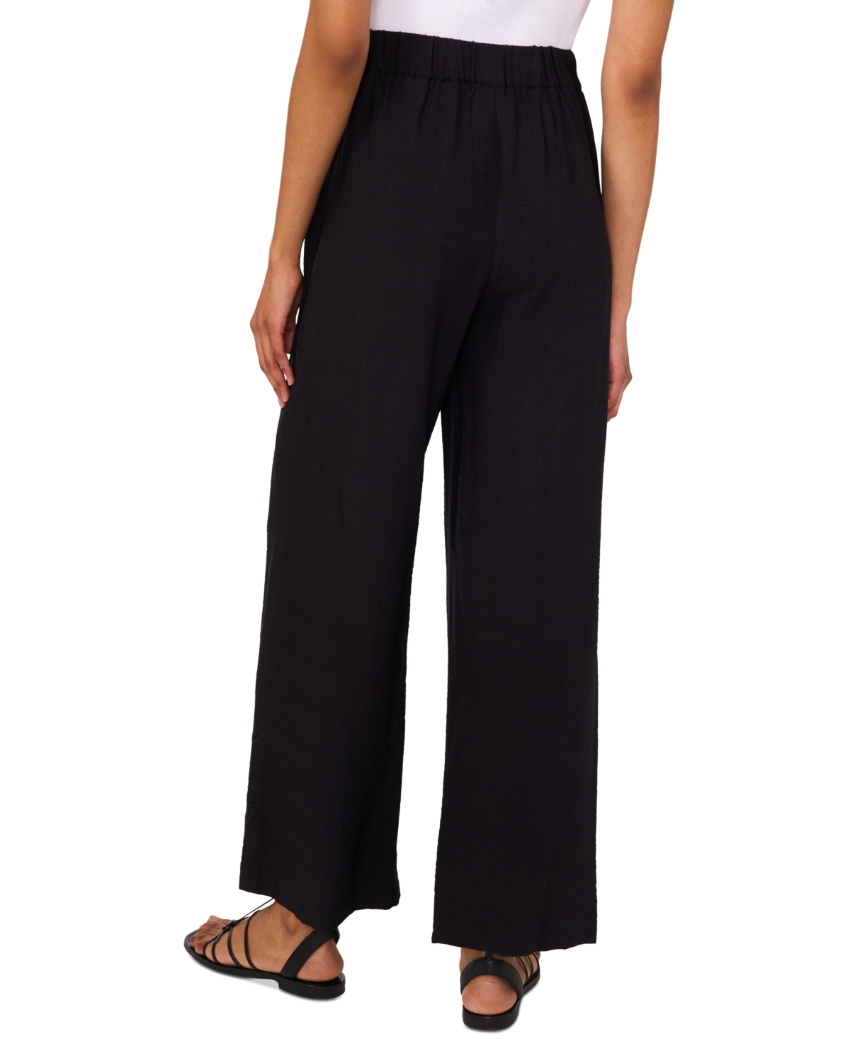 Shop Vince Camuto Women's Embroidered Wide Leg Pants In Rich Black