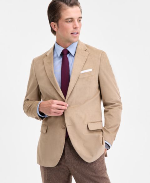 Мужской пиджак Nautica Modern-Fit Solid Stretch Corduroy Elbow Patch Sport Coat, цвет: Бежевый