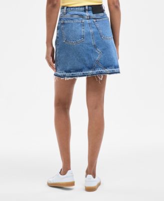 Women's Cotton Frayed Denim Miniskirt