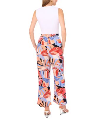 Women's Tropical-Print Drawstring-Waist Wide-Leg Pants, XS-3X