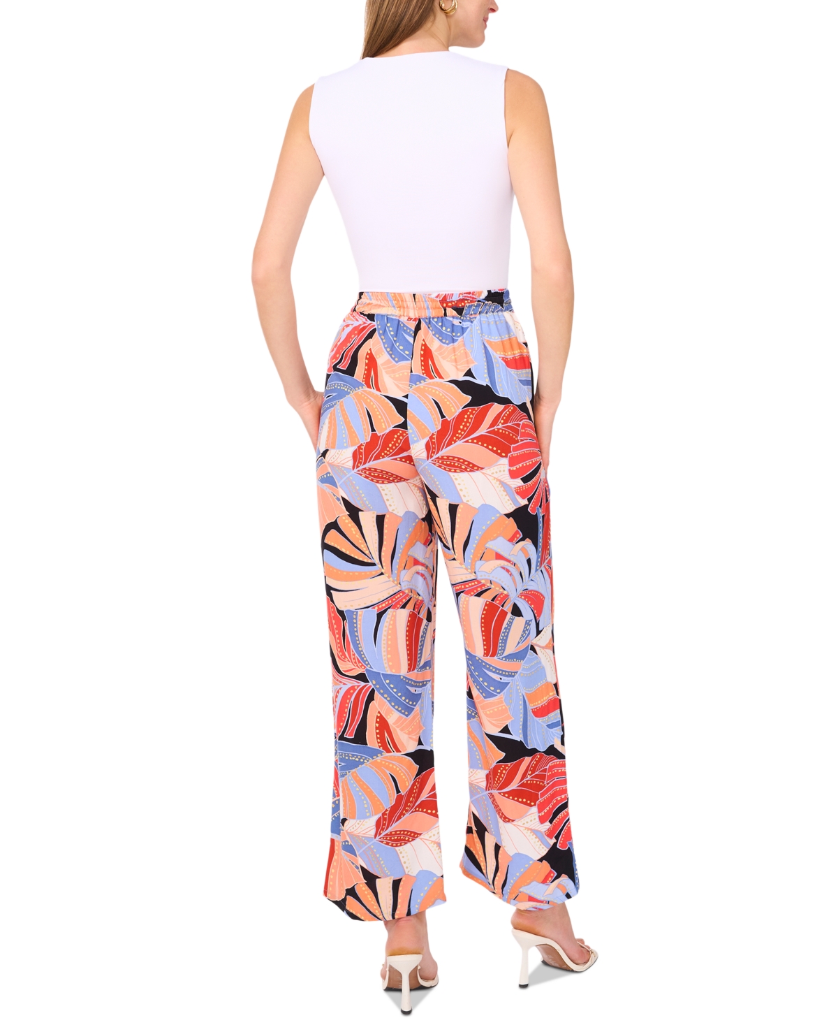 VINCE CAMUTO WOMEN'S TROPICAL-PRINT DRAWSTRING-WAIST WIDE-LEG PANTS, XS-3X 