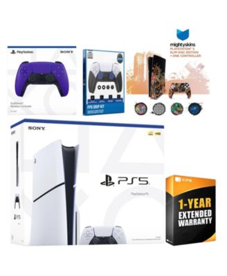 Playstation 5 Slim Disc with Extra Controller, FPS Grip Kit and MightySkins Decal Voucher + 1 Year CPS Extended Warranty