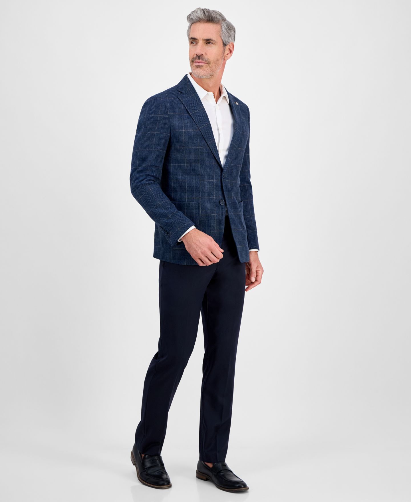 Мужской пиджак Tom Baine Slim-Fit Plaid Stretch Sport Coat, цвет: Синий — фото 4