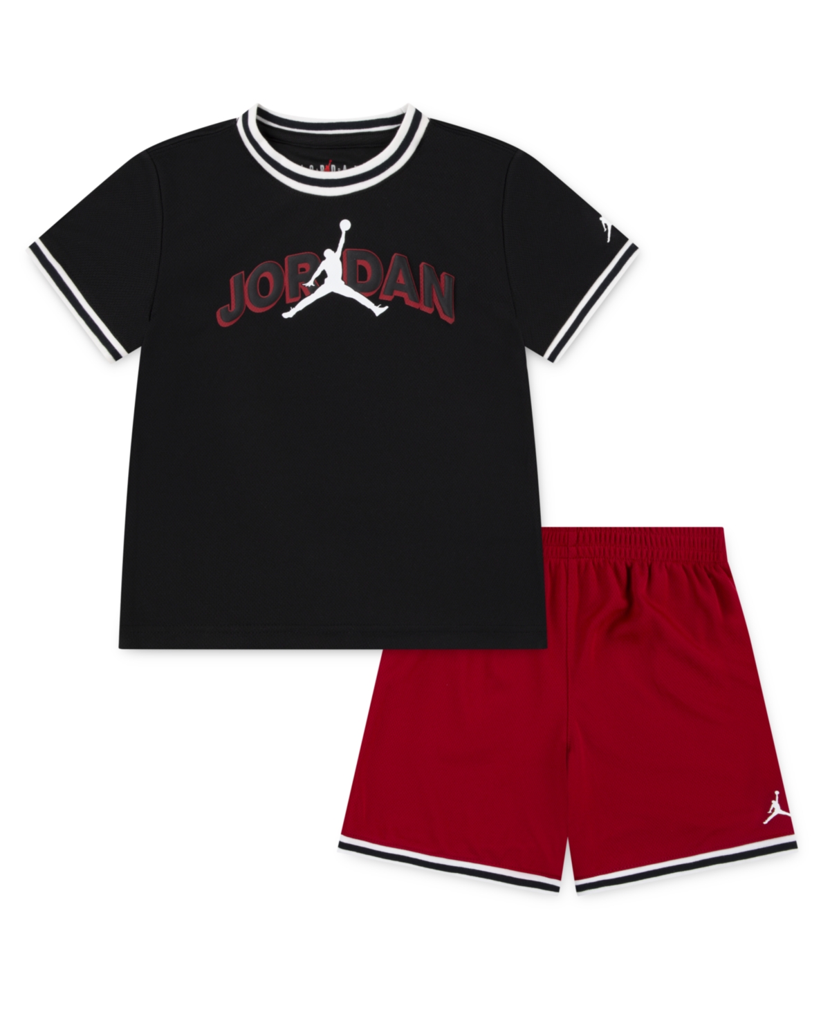 Jordan Little Boys 2-piece Logo Mesh T-shirt And Shorts Set In Gym Red