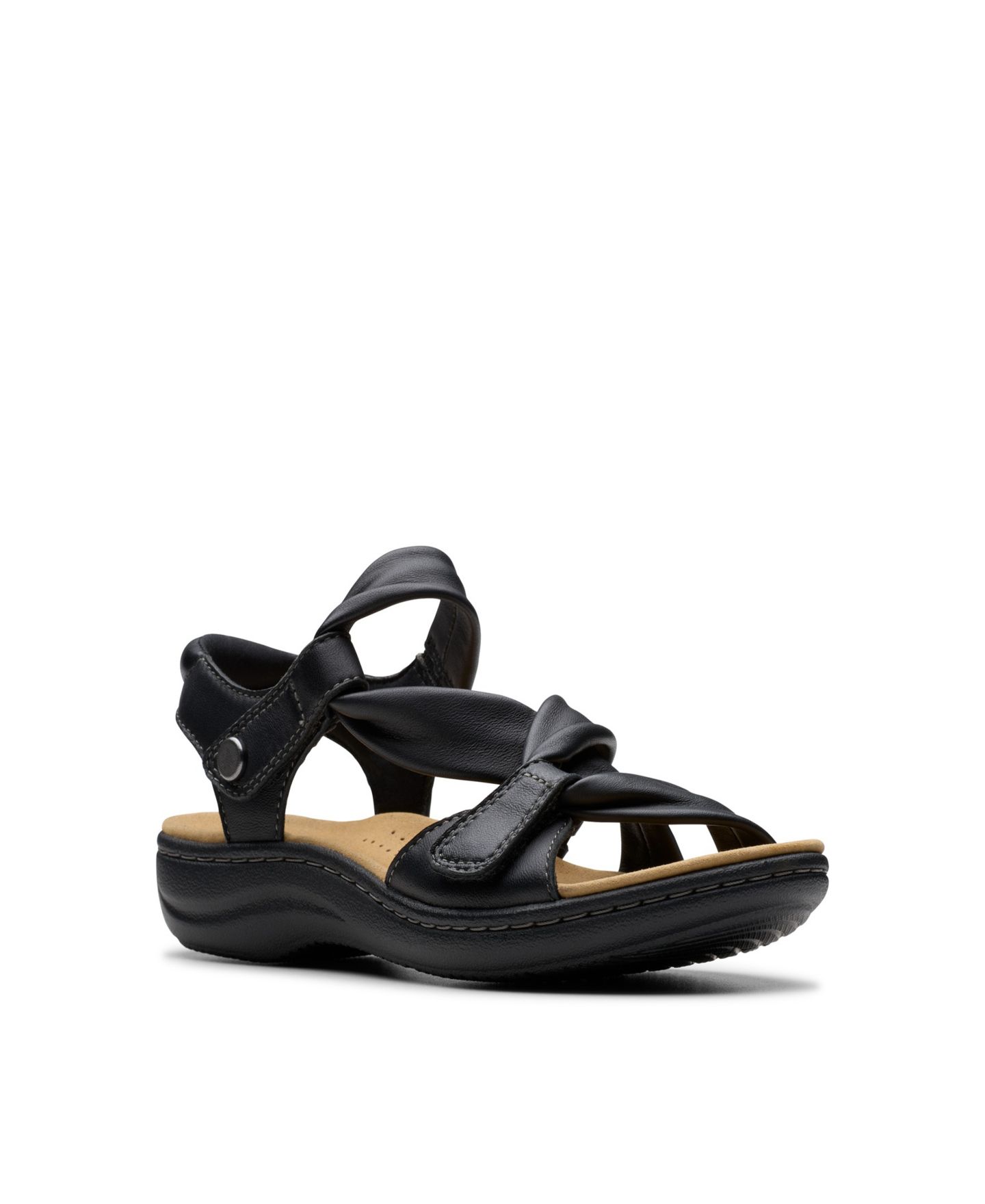 Женские сандалии Clarks Collection Laurieann Bell Round Toe Flat, цвет: Чёрный кожаный — фото 1