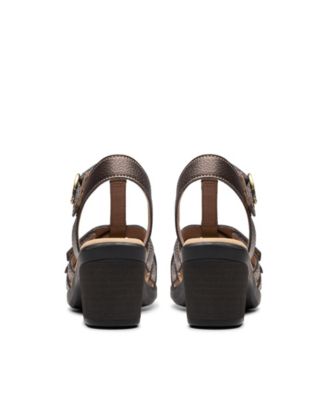 Emily2 Rose Leather Block Heel Sandals