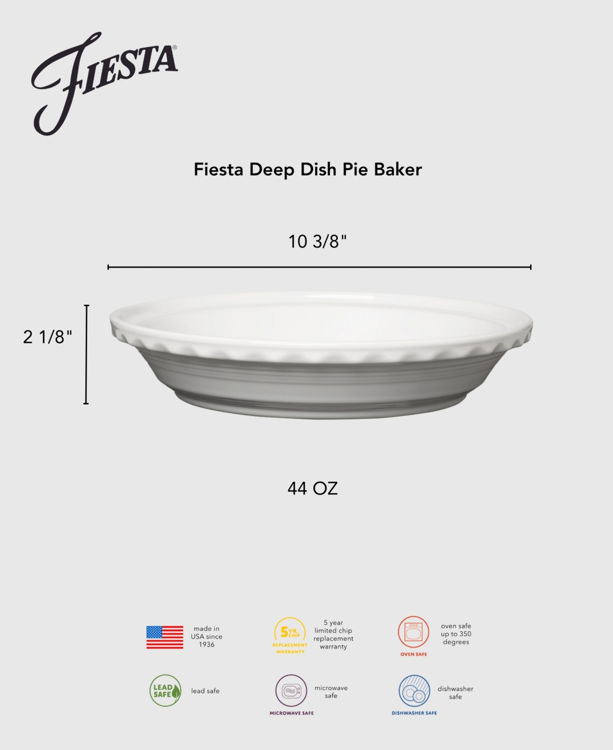 Fiesta Linen Deep Dish Pie Baker 10.25" In Brown