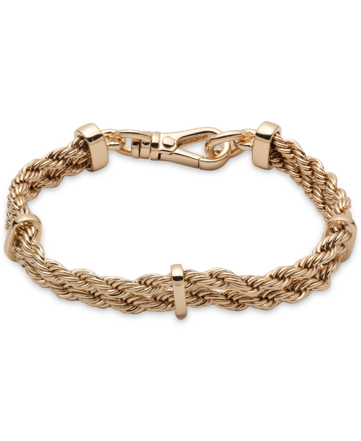 Ralph Lauren Gold-tone Two-row Rope Flex Bracelet In Gold