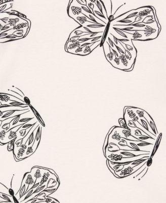 Baby Girls Striped Butterfly Short-Sleeve Cotton Bodysuits, 5 Pack 