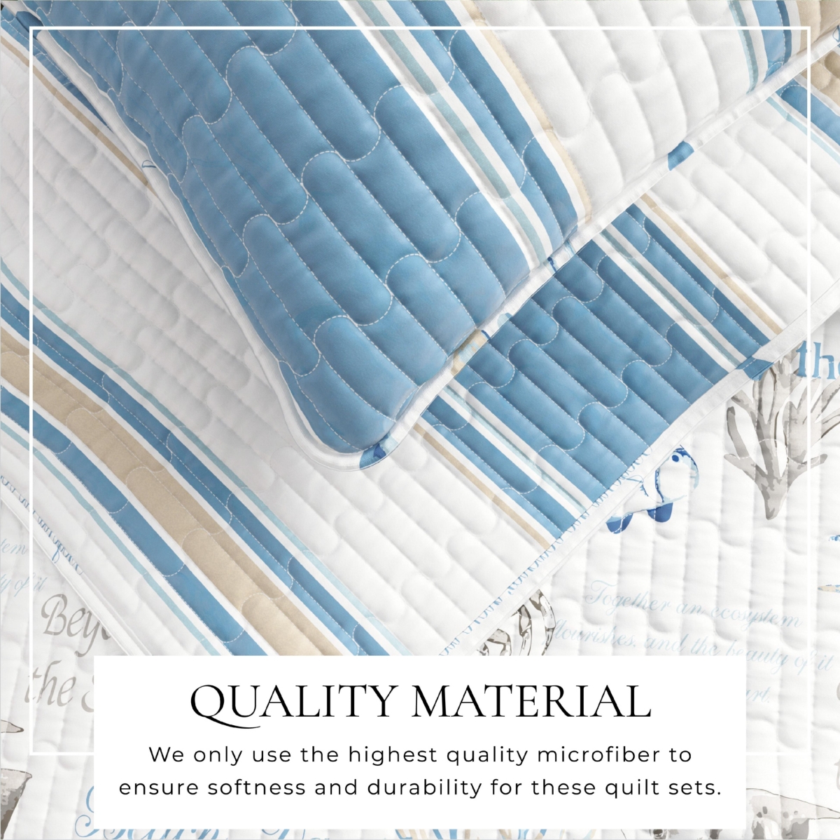 Linery & Co. Reversible Stripe and Coastal Quilt Set with Shams