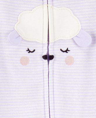 Baby Girls Lamb 2-Way-Zipper Cotton Sleep and Play Footed Coverall