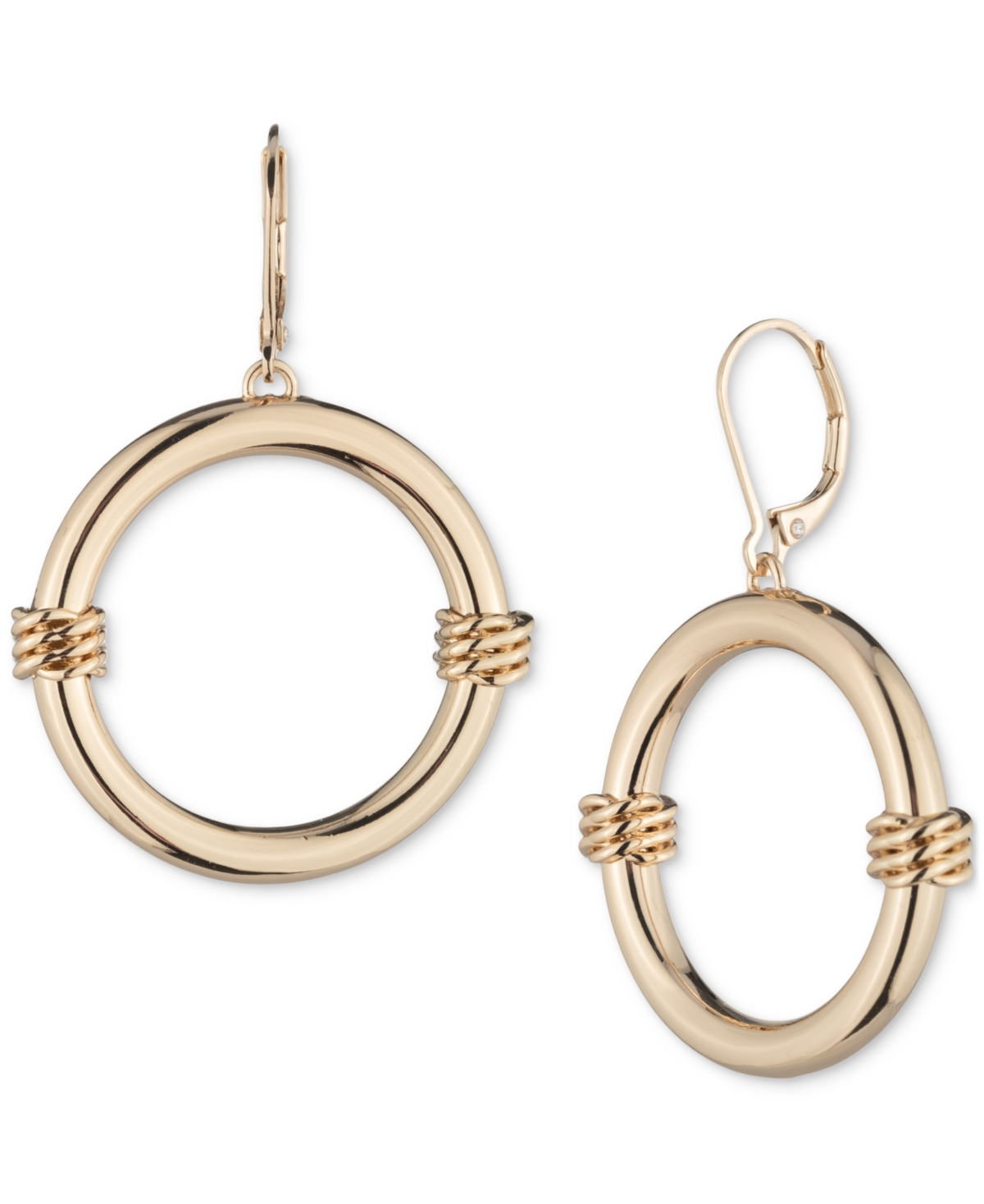 Gold-Tone Large Leverback Hoop Earrings, 2" - Gold