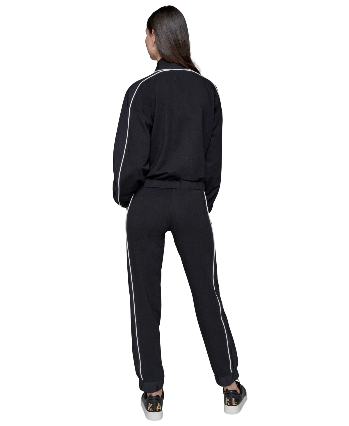Karl Lagerfeld Women's Mock-neck Colorblocked Jacket In Black