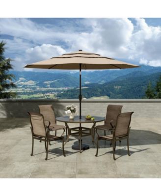 48-inch Powder Coated Cast Aluminum Outdoor Dining Table with Umbrella Hole
