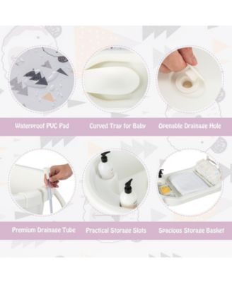 Folding Baby Changing Table with Bathtub and 4 Universal Wheels