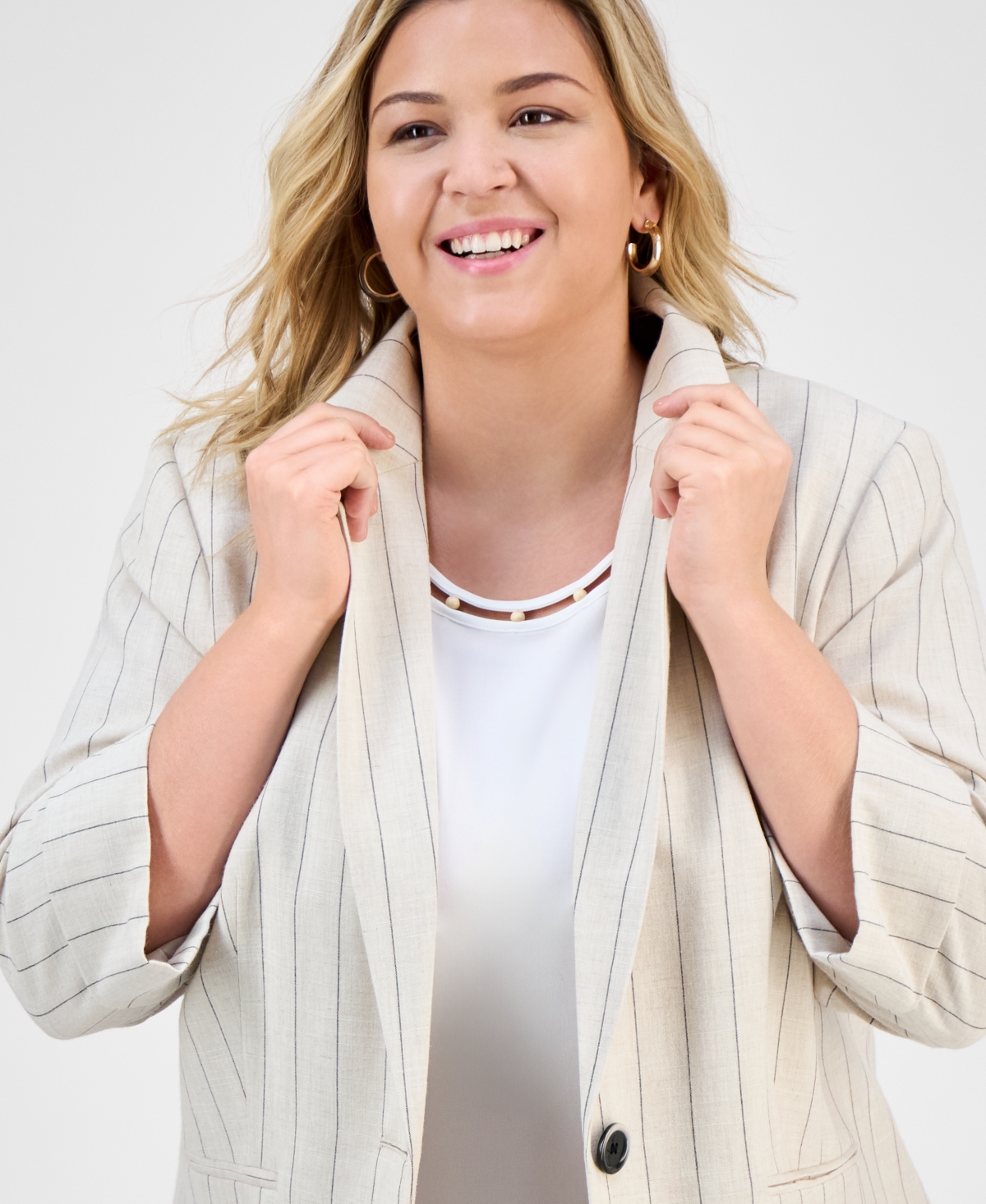 Kasper Plus Size Notch-collar Single-button Jacket