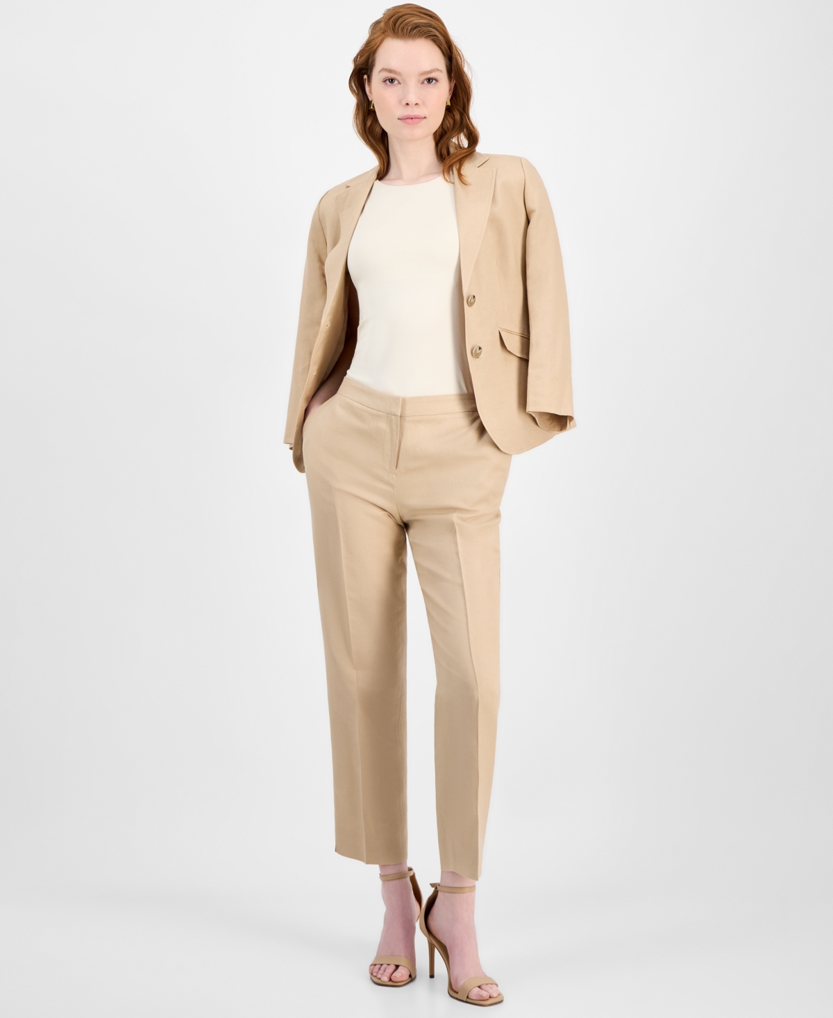 Kasper Women's Mid-rise Side-slit Ankle Pants