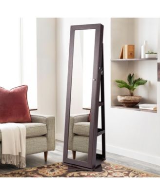 360° Rotatable 2-in-1 Lockable Jewelry Cabinet with Full-Length Mirror