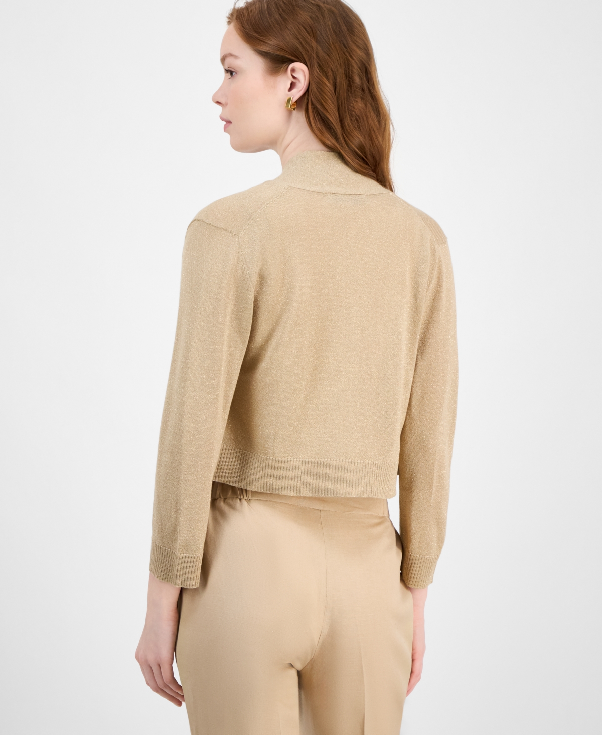 Kasper Women's Kissing-front Cropped Shrug Cardigan