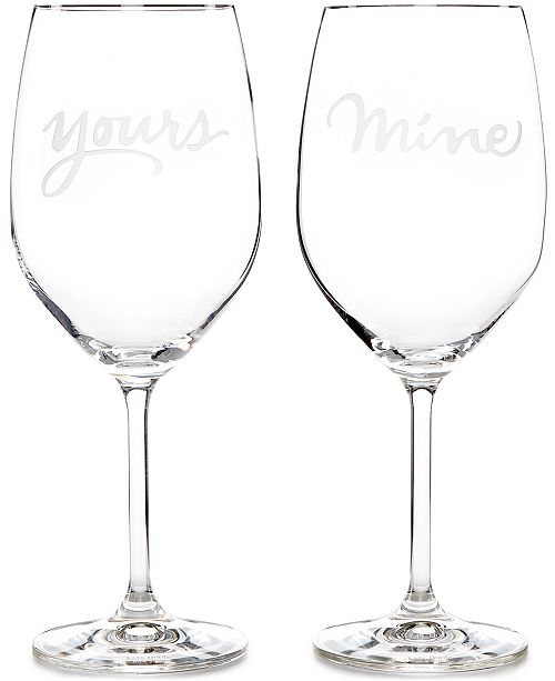 kate spade new york Two of a Kind Yours & Mine Wine Glasses, Set of 2