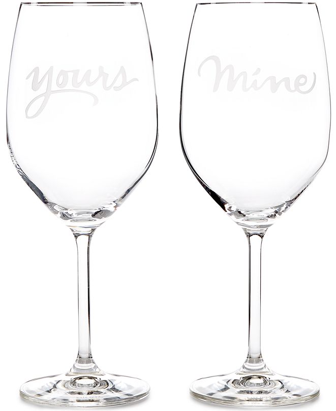 kate spade new york Two of a Kind Yours & Mine Wine Glasses, Set of 2
