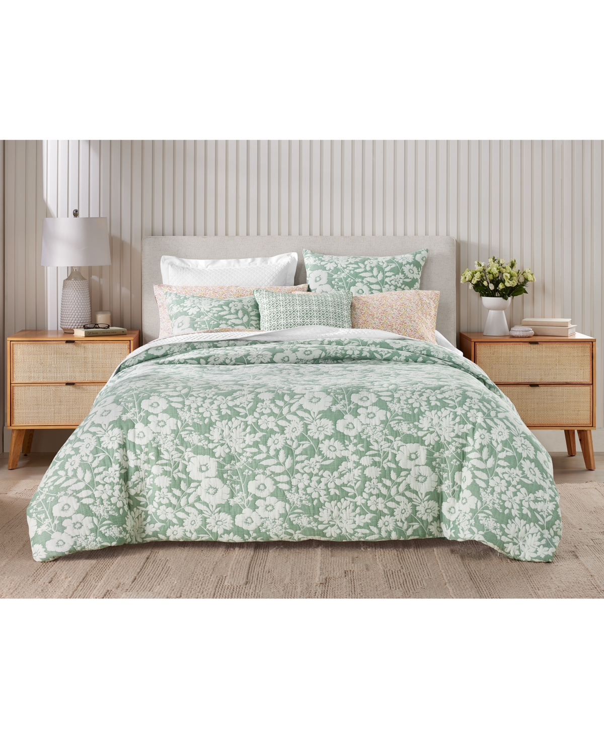 Charter Club Silhouette Floral 3-pc. Duvet Cover Set, King, Exclusively At Macy's In Pine