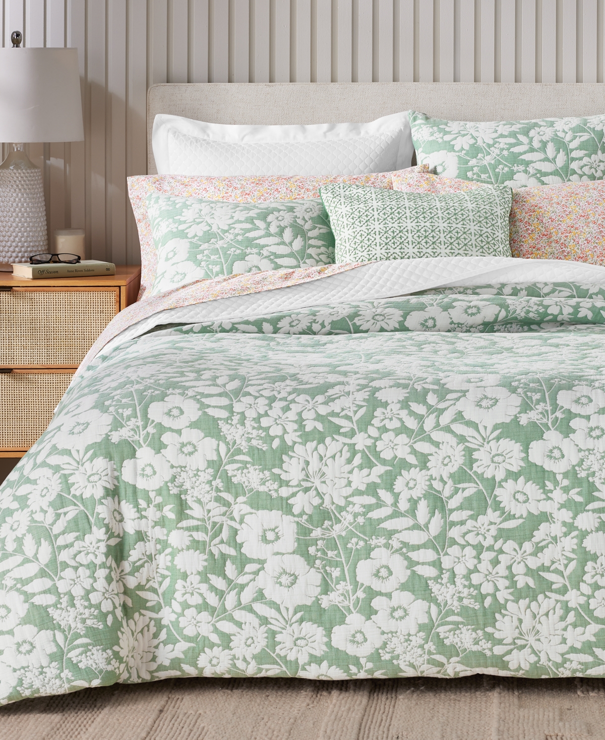 Charter Club Silhouette Floral 3-pc. Duvet Cover Set, King, Exclusively At Macy's In Pine