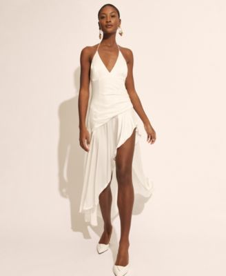 Bardot - Women's Sorella Halter Wrap Asymmetric Flounce Dress