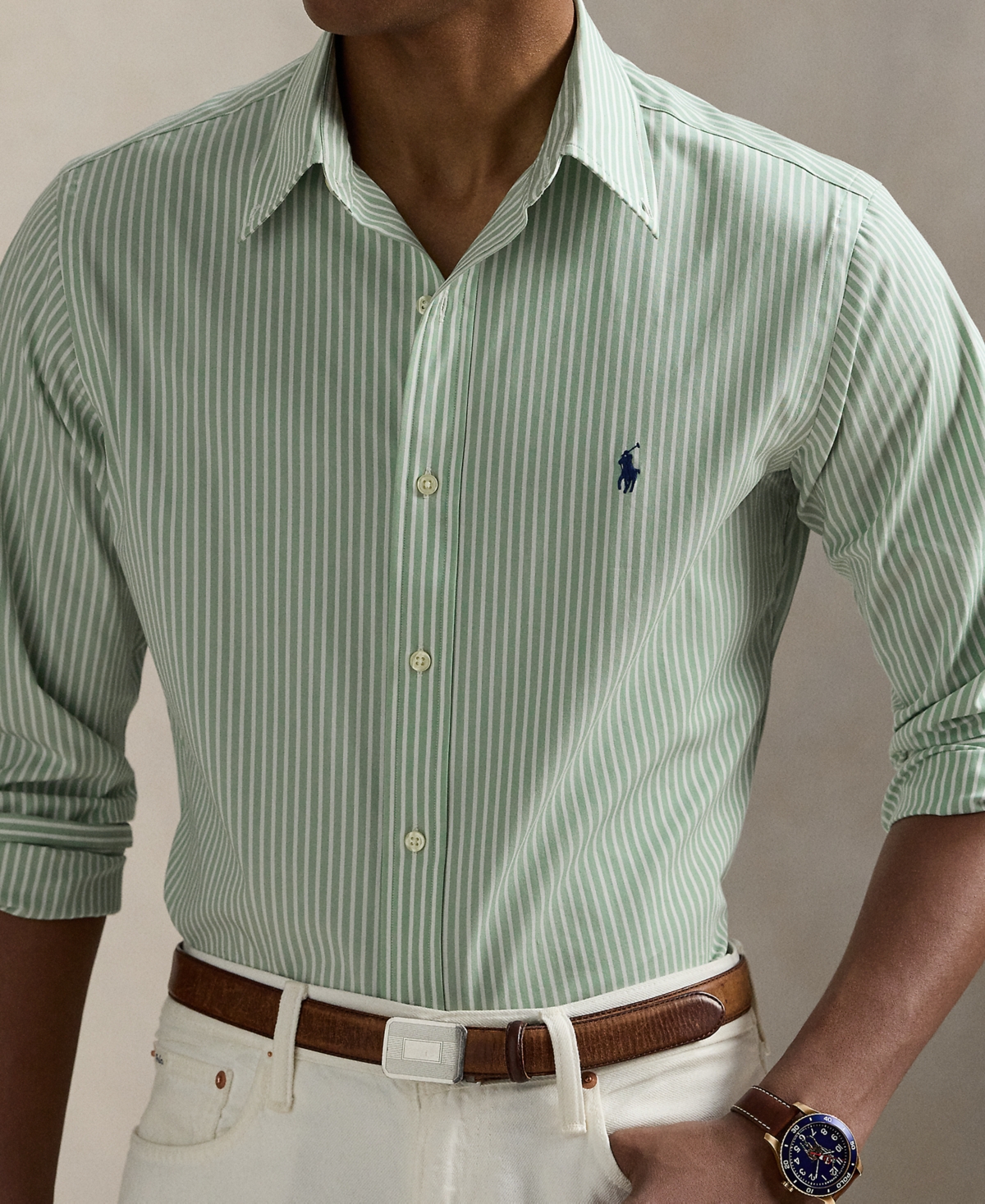 Polo Ralph Lauren Men's Classic-fit Stretch Poplin Shirt In Green