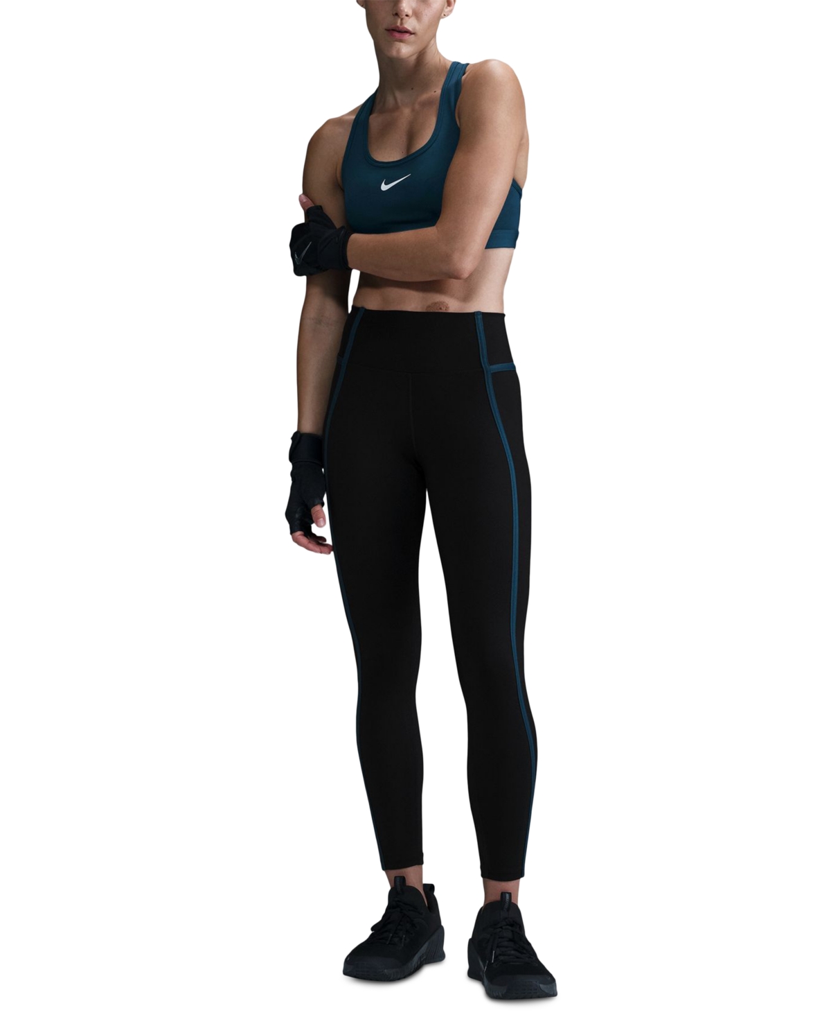 Shop Nike Women's One High-waisted 7/8 Leggings In Black,blac