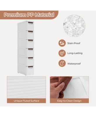 6-Drawer Rolling Organizer Unit Narrow Storage Cabinet with Built-In Wheels for Small Space-6-Drawer