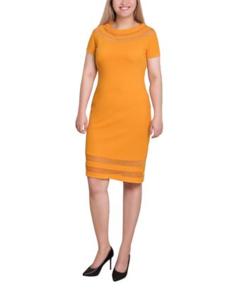 Petite Short Sleeve Dress with Mesh Insets