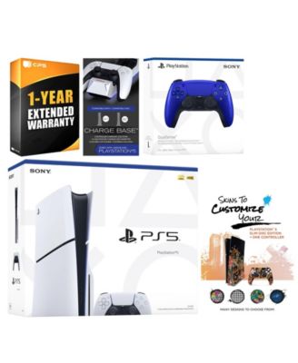 Playstation 5 Slim Disc with Extra Volcanic Red Controller, Charging Dock and MightySkins Decal Voucher + 1 Year CPS Extended Warranty