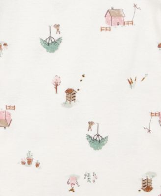 Baby Girls Cardigan, Barn-Print Bodysuit & Pants, 3 Piece Set 