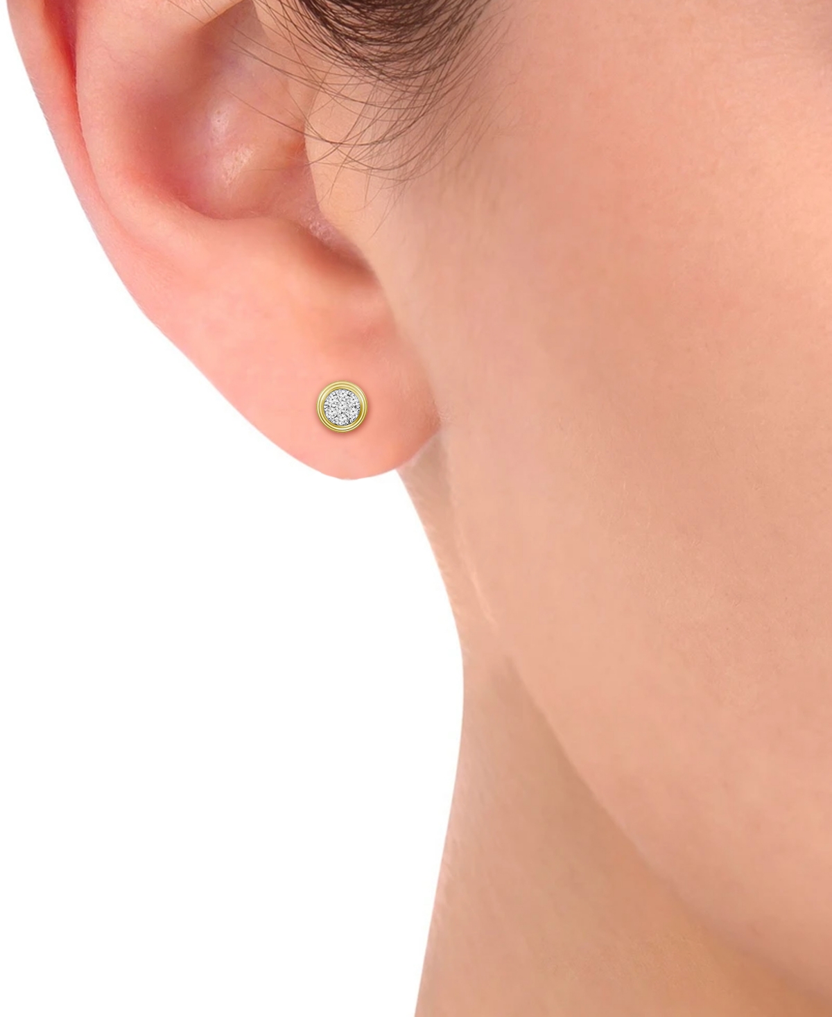 Macy's Men's Diamond Round Cluster Stud Earrings (1/5 Ct. T.w.) In 10k Gold