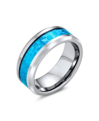 Geometric Pattern Carbon Fiber Inlay Couples Titanium Band Rings Comfort Fit 8MM
