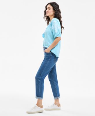 Women's High Stretch Mid-Rise Girlfriend Jeans, Exclusively at Macy's