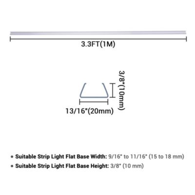 3.3" Plastic U Channel System 20PCS DEL-M031M for 11/16"W RGB Rope Light Models DEL-D50R,DEL-D100R,DEL-D150R