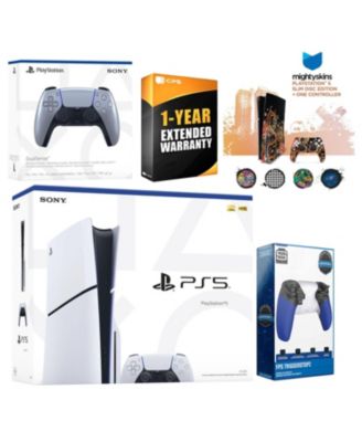 Playstation 5 Slim Disc with Extra Controller, Trigger Stop Kit and MightySkins Decal Voucher + 1 Year CPS Extended Warranty