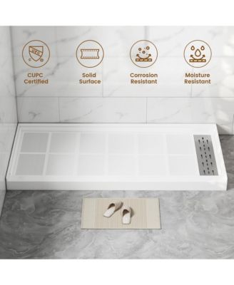 60"W X 30"D SMC Single Threshold Shower Base Anti-Slip Shower Pan, Drain Assembly & Drain Cover Included