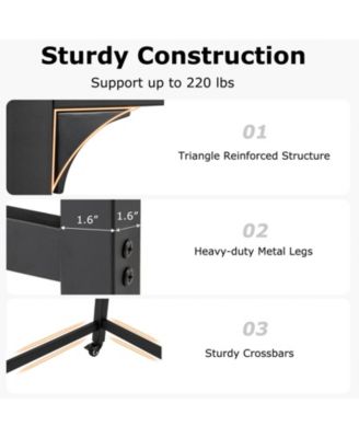 48 Inch Mobile Computer Workstation with 4 Smooth Casters