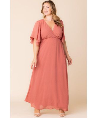 Plus Size Carmella Flutter Sleeve Gown