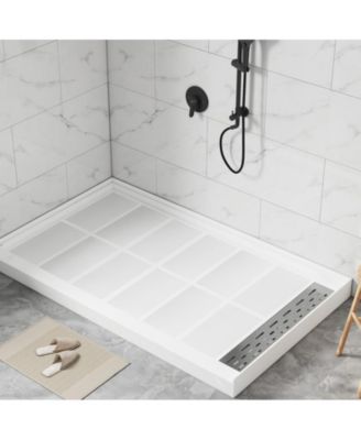 Anti-Slip Single Threshold Shower Base with Drain Assembly and Cover