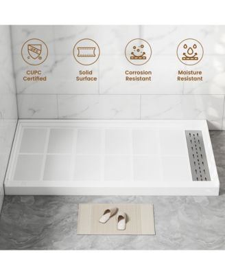 Anti-Slip Single Threshold Shower Base with Drain Assembly and Cover