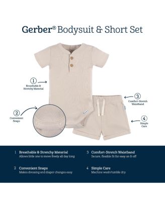 Baby Boys Henley Bodysuit and Shorts Set