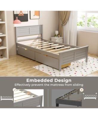 Twin Size Bed Frame with Storage Drawers