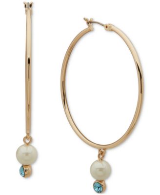 Emily in Paris - Gold-Tone Muti Stone Medium Hoop Earrings, 1.88