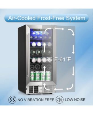 2.9 CuFt Beverage Cooler, 115-Can, Quiet, Glass Door, Safety Lock, Stainless Handle