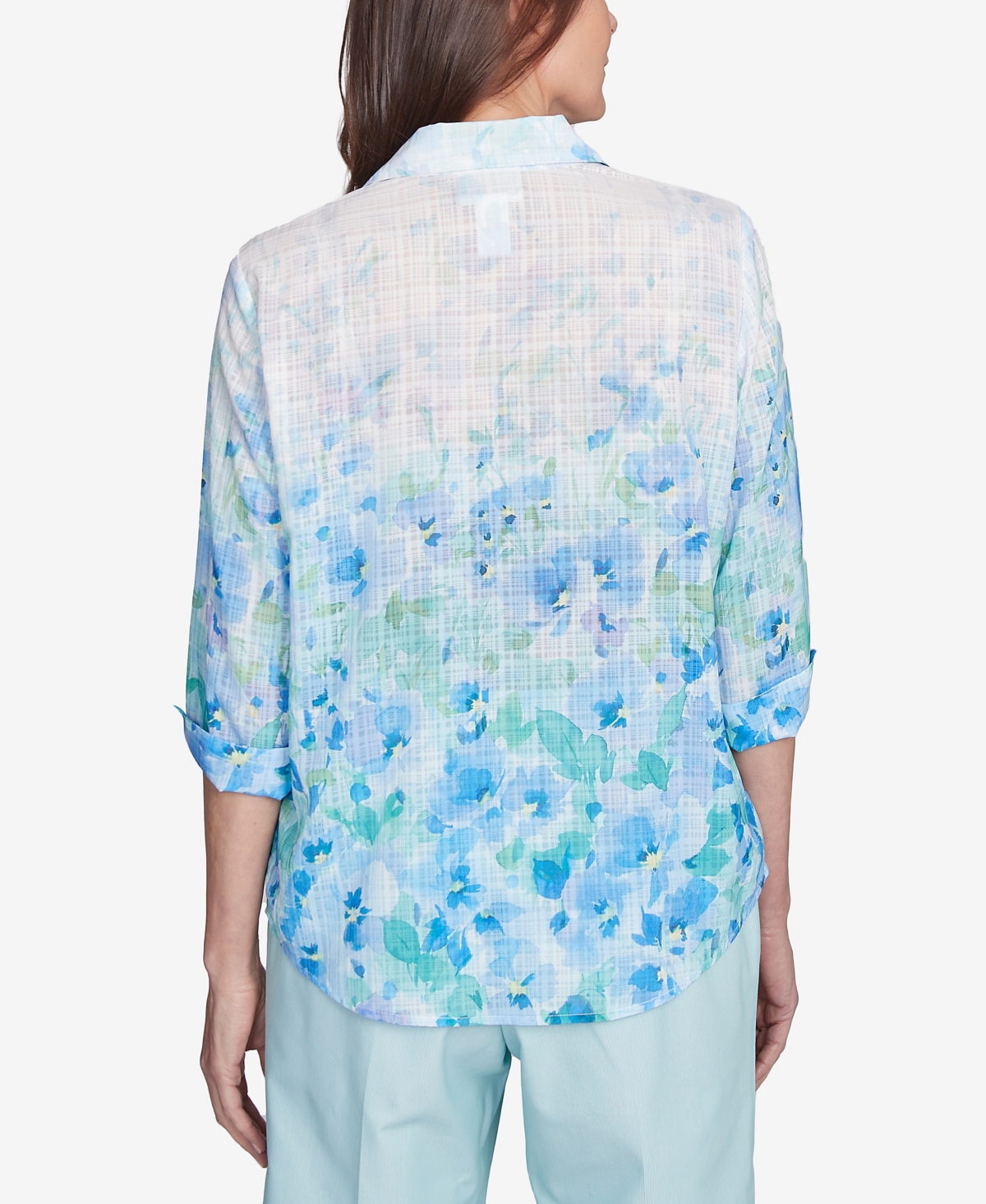 Alfred Dunner Plus Size St. Thomas Border Floral Button Down Top In Multi