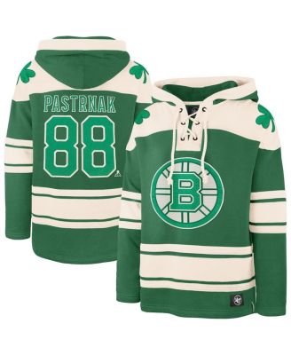 '47 Brand - Men's David Pastrnak Kelly Green Boston Bruins St. Patrick's Day Player Name Number Lacer Pullover Hoodie